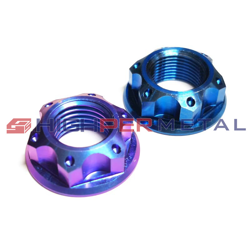 M14x1.5P Titanium Hexagon Nuts with Flange with six-holes